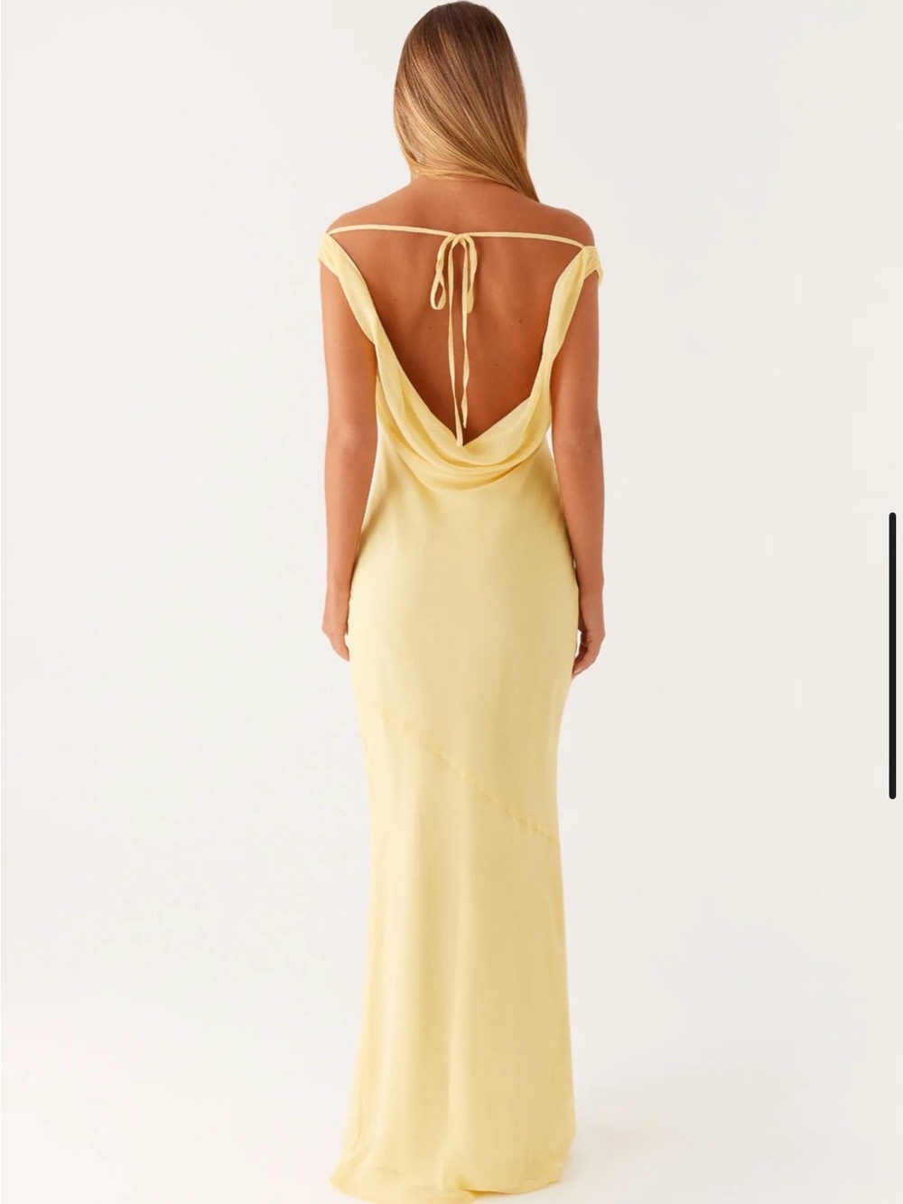 Peppermayo Pale Yellow Backless Cowl-Back Maxi Dress